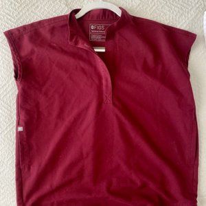 FIGS "Burgundy" Rafaela Scrub Top, Size XXS Womens